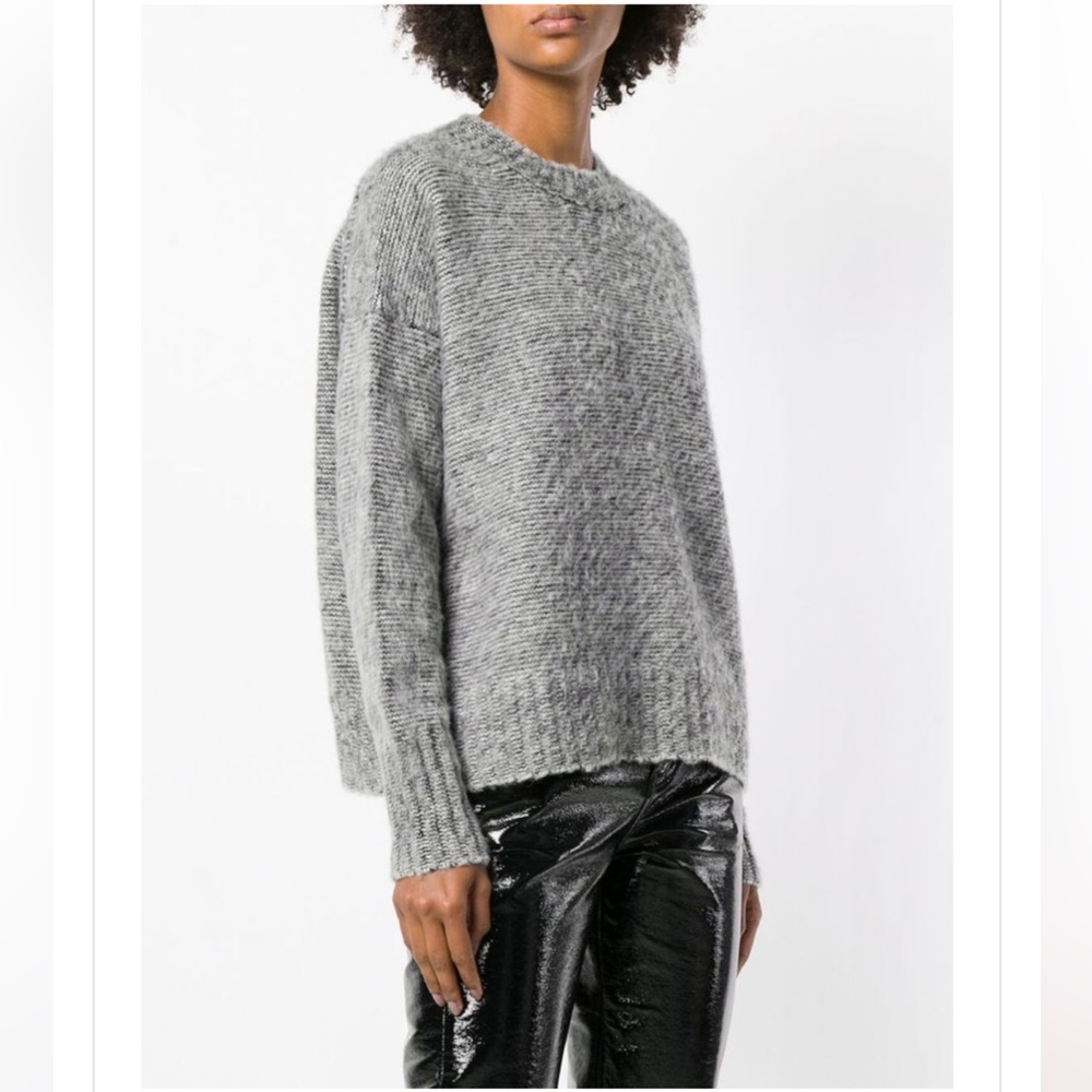 Helmut Lang Brushed Wool Crewneck Sweater Black/White XS